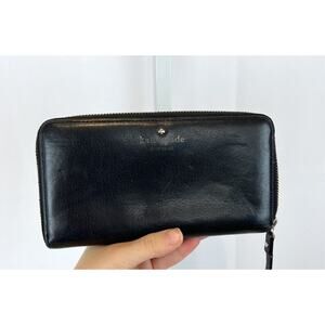 KATE SPADE Cobble Hill Lacey Leather Accordion Wallet Zip Black